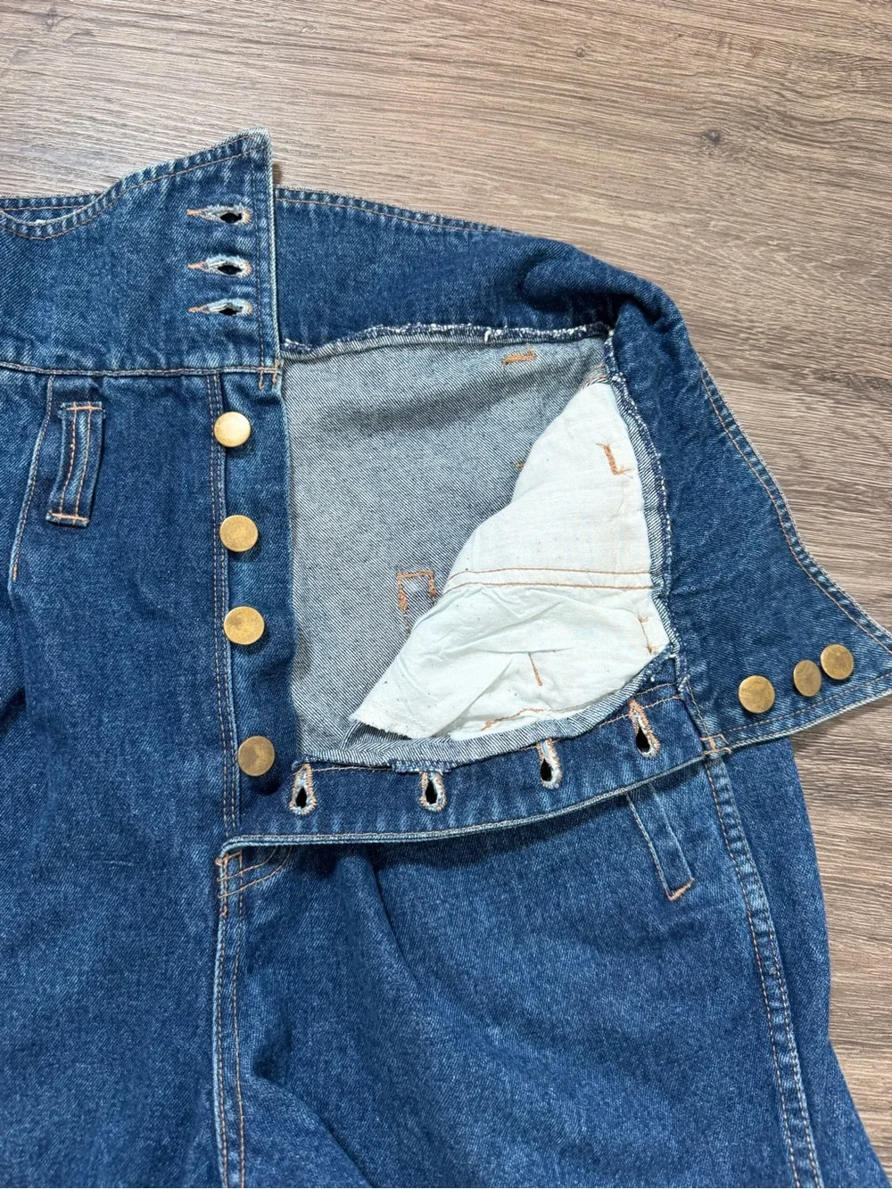 Vintage‎ Paperbag Waist High Rise Mom Jeans Womens Size 13 Blue Denim Tapered
